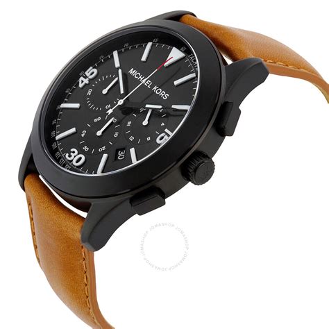 michael kors gareth chronograph black dial brown leather men's watch|Men's Michael Kors Gareth Chronograph Watch MK8450.